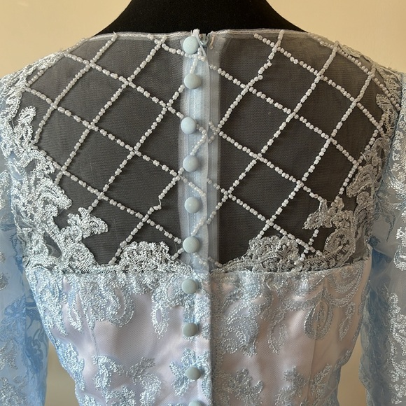 Baby Blue Embroidered Mesh Mother of the Bride Dress 6 EUC - Picture 7 of 13